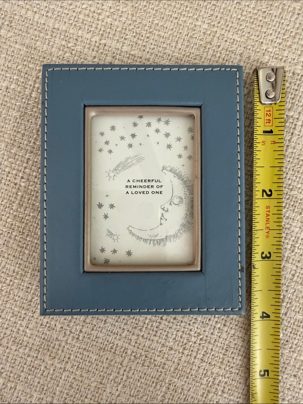 Blue Leatherette Tabletop Photo Frame - Picture 2 of 3